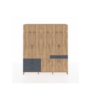 Hyperion Dolap 8 Raflı 4 Çekmeceli 3 Askılı 220x44x243 Çam-Çam/Antrasit