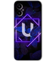 Omix X5 Kılıf HD Desen Baskılı Arka Kapak - Dark Neon Yaprak U Harfi