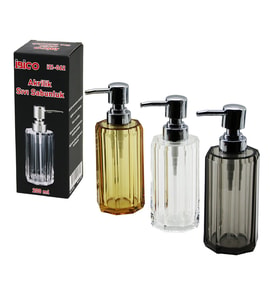 UZUN SEKİZGEN ŞEFFAF - RENKLİ AKRİLİK - MİKA KRİSTAL  SIVI SABUNLUK  200ML (4767)