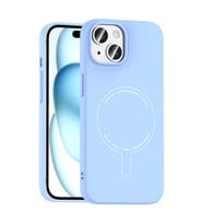 Lexroo iPhone 15 Kılıf M-Safe Şarj Özellikli Kamera Korumalı Elio Sert PC Kılıf - Açık Mavi
