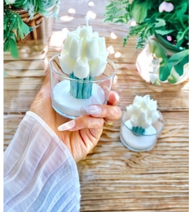 Mumelia Candles Pure Bloom Lale Mum - Doğal Soya, El Yapımı, Hediyelik - 15 Adet