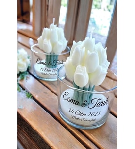 Zarif Lale Mum - 15 Adet - Doğal Soya, Kokulu, El Yapımı - Özel Gün Hediyelik - Mumelia Candles