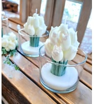 Mumelia Candles Pure Bloom Lale Figürlü - Doğal Soya Cam Bardak Tasarım Mum - 15 Adet
