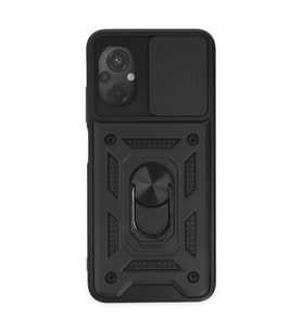 Xiaomi Poco M5 Kılıf Pars Lens Yüzüklü Silikon - Siyah