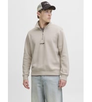 Jack & Jones JJESOHO HN NOOS Sweat  Fermuarlı Yarım Yaka Erkek Sweatshirt (Bej)