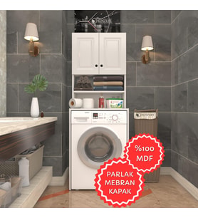 Kenzlife membran çamaşır makinesi dolabı hayzum byzbyz çerçeve 180*66*55 mebran kapak MDF gövde (Beyaz)