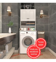 Kenzlife membran çamaşır makinesi dolabı hayzum byzbyz çerçeve 180*66*55 mebran kapak MDF gövde (Beyaz)