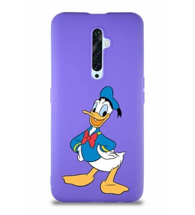 Oppo Reno 2Z Soft Premier Kapak Donald Duck-C Tasarımlı Silikon Kılıf - Mor (Şeffaf)
