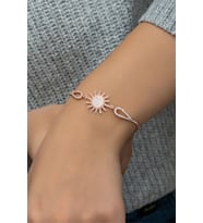 925 Ayar Gümüş Kelepçe Model Zirkon Taşlı Güneş Model Bileklik