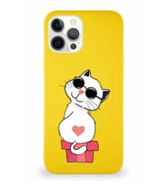 Apple iPhone 12 Pro Max Soft Premier Kapak Coolcat Tasarımlı Silikon Kılıf - Sarı (Şeffaf)