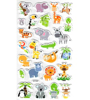 Sticker Eva Kabartmalı Stiker Çıkartma Defter Etiket (XK008) 14x24 cm - Orman Hayvanları
