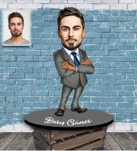Kişiye Özel Patron Karikatürlü Ahşap Biblo Bay-7-Eco