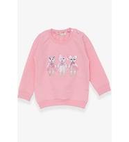 Breeze Kız Çocuk Sweatshirt Hayvancık Baskılı 1.5-5 Yaş, Pudra