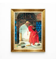 Tablore Osman Hamdi Bey Kaplumbağa Terbiyecisi Eseri Gold Çerçeveli Salon Kanvas Tablo