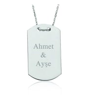 Gümüş İsimli Asker Künyesi Bayan Kolye