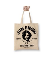 Jon Snow Night Watch Beyaz Bez Çanta Uzun Saplı Alışveriş Çantası Plaj Çantası