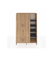 Hyperion Dolap 6 Raflı 4 Kapaklı Tek Askılı 132x44x195 Çam-Çam/Antrasit