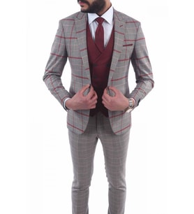 Jan Carlucci Kombinli Slimfit Yelekli Drop 6 Takım