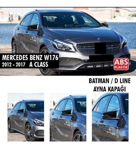Mercedes A Uyumlu Serisi W176 (2012-2017) Batman Ayna Kapağı (Parlak Siyah)