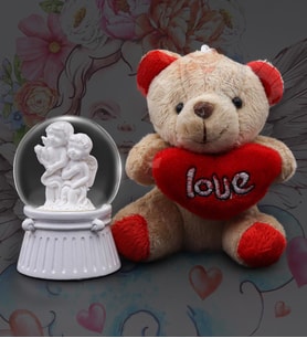 Mini Love Ayıcık &  Melek Kar Küresi Hediye Seti