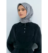 Armine Saf İpek Sura Eşarp-2026 İlkbahar-Yaz- 952200D (Beyaz-Gri)
