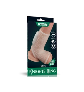 Vibrating Drip Knights Ring with Scrotum Sleeve (White) Destekli Penis Halkası