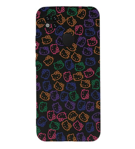Xiaomi Redmi 9C Uyumlu Lansman Kılıf Hello Kitty Tasarımlı İçi Kadife Kapak-Siyah (Şeffaf)