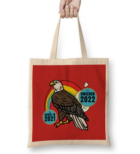 Sarcasm Funny Vintage Bald Eagle Saying Covid Hi Omicron Virus 2022 Bez Çanta Uzun Saplı