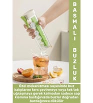 Yeni Nesil Kolay Kullanım Kokteyl Soğuk Kahve İçecek Şık Tasarım Pratik Basmalı Küp Buz Kalıbı (Çok Renkli)
