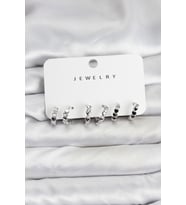 Gümüş Renk Pirinç Minimal Kalp Detaylı Kadın Küpe Seti 5886 - SSSSSS1734-1557