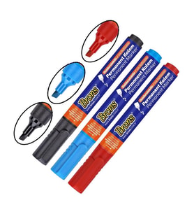 Markör Permanent Kalem Siyah Mavi Kırmızı 3 lü 1 Paket Brons Koli Çuval Kalemi (Karışık)