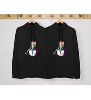 BK Gift Kişiye Özel Sevgililer Karikatürlü İkili Siyah Sweatshirt Seti, Sevgililer Hediye, Çift Hediyesi, Yıl Dönümü Hediyesi, Kişiye Özel Sweatshirt-1 (Model 1)