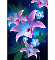 AHŞAP PUZZLE MAVİ ÇİÇEK