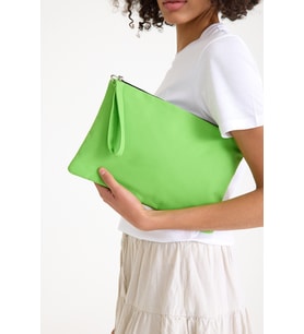Premium Kadın Renkli Astarlı Fermuarlı Clutch El Çantası Portföy (Yeşil)
