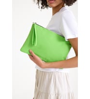 Premium Kadın Renkli Astarlı Fermuarlı Clutch El Çantası Portföy (Yeşil)