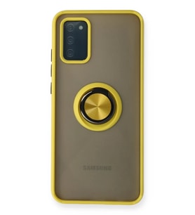 Galaxy A02S Kılıf Montreal Yüzüklü Silikon Kapak - Sarı