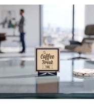 Coffee Break Time İkonlu Modern Dekoratif Obje, Kahve Molalarınızı Güzelleştiren Tasarım 10x10 cm