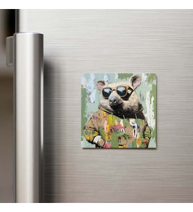 Wombat - Vombat - Güneş Gözlüklü Style - Buzdolap Magneti - 9x9 Cm