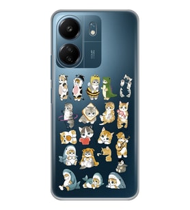 Xiaomi Redmi 13C Uyumlu Kediler Tasarımlı Şeffaf Telefon Kılıfı