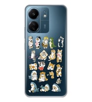 Xiaomi Redmi 13C Uyumlu Kediler Tasarımlı Şeffaf Telefon Kılıfı
