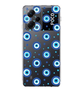 PrintiFy Xiaomi Poco X5 Pro ile Uyumlu 1mm Slim Fit Nazar Boncuğu 1 Baskılı Şeffaf  Kılıf