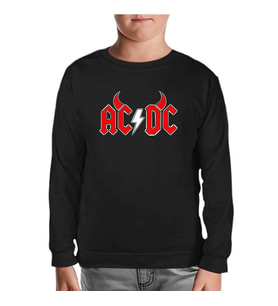 AC DC - Demon Fire Logo Siyah Çocuk Sweatshirt