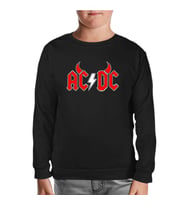 AC DC - Demon Fire Logo Siyah Çocuk Sweatshirt
