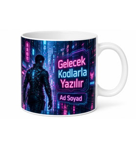 Cyberpunk Siber İmplantlar Neon Sokaklar Teknoloji Distopyası Baskılı Kupa Bardak Hediye