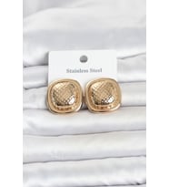 316L Çelik Gold Renk Düğme Model Kadın Küpe TJ-BKP11816