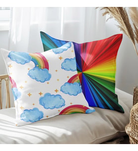 eJOYA Gökkuşağı Tasarımlı 2'li Yastık İçi Ve Kırlent Kılıfı 45cm 113546