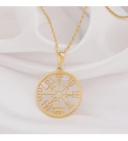 Kişiye Özel 925 Ayar Gümüş Viking Pusulası Kolye (Gold)