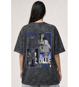 Billie Eilish Şarkıcı Baskılı Unisex Oversize Eskitme Yıkamalı Tişört