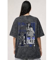 Billie Eilish Şarkıcı Baskılı Unisex Oversize Eskitme Yıkamalı Tişört