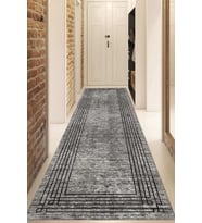 Dijital Baskılı Kaymaz Taban Yıkanabilir Modern Yolluk Ve Koridor Halısı NDU-SD-1132 (Siyah)